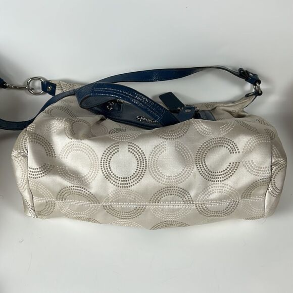 COACH ASHLEY Signature C Cloth Satchel shoulder bag Ivory/Peacock cross body - Picture 5 of 16